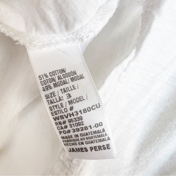 Standard James Perse Sheer Slub White Long Sleeve Top Size Large - Picture 7 of 7
